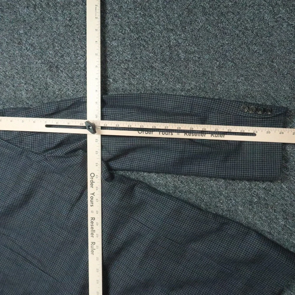 Lauren Ralph Lauren‎ Blazer Mens 44L Gray Blue Houndstooth Wool LRL Sport Coat